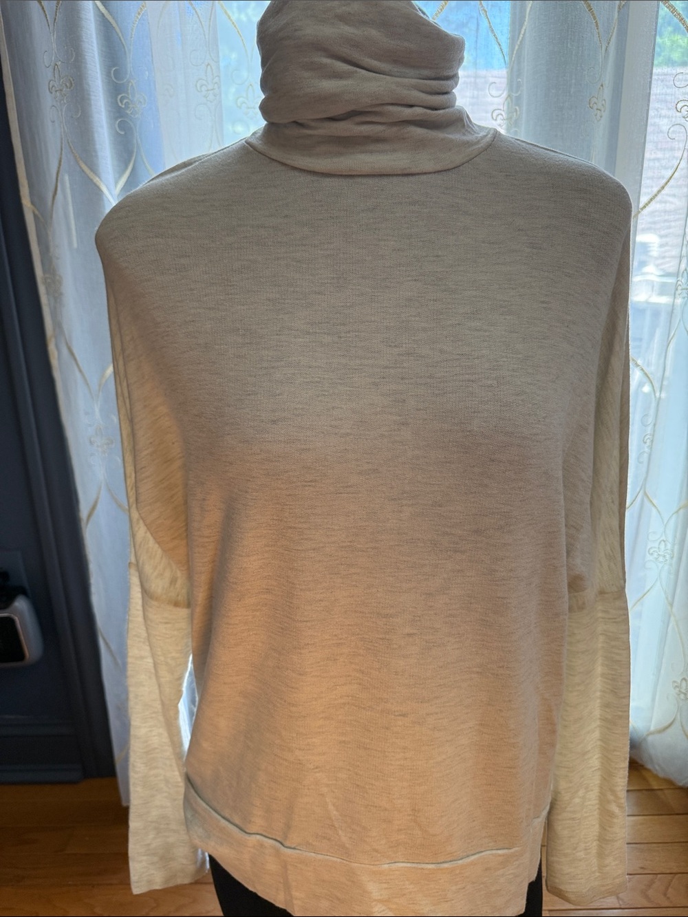 Women's Cream Turtleneck Sweater - Lightweight Everyday Knit